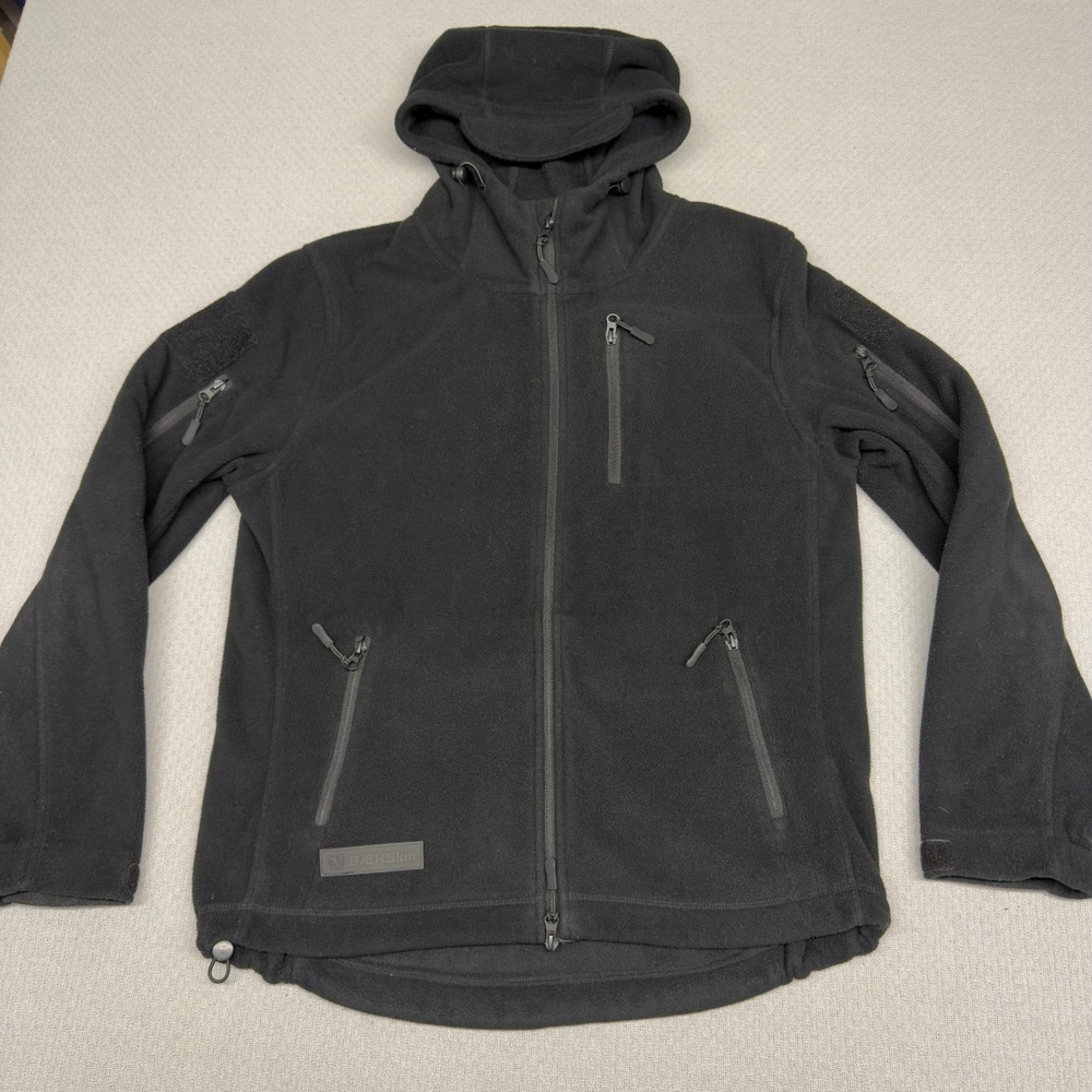 Baerskin Tactical Hoodie Black Full Zip Fleece Jacket Mens Medium Hooded